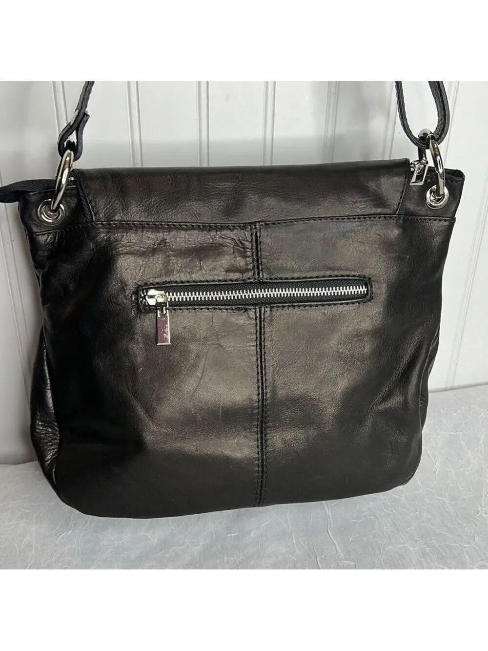 - Mila Blue Leather Saddle Bag